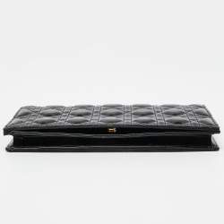Pre Owned Dior Black Cannage Patent Leather Lady Dior Long Chain Clutch