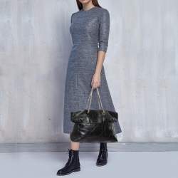 Pre Owned Dior Black Cannage Leather Granville Chain Link Tote