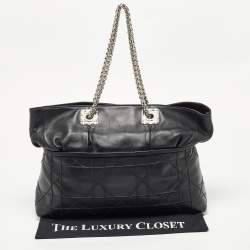Pre Owned Dior Black Cannage Leather Granville Chain Link Tote