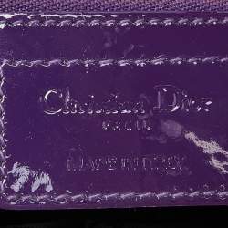 Pre Owned Dior Purple Cannage Patent Leather Medium Lady Dior Tote