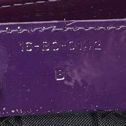 Pre Owned Dior Purple Cannage Patent Leather Medium Lady Dior Tote
