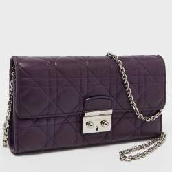 مملوكة مسبقًا Dior Purple Cannage Leather Miss Dior Promenade Wallet on Chain