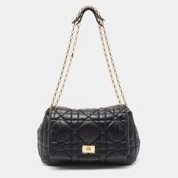 مملوكة مسبقًا حقيبة كتف ديور ميلي لا فوريت جلد كاناج أسود