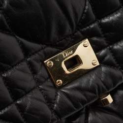 مملوكة مسبقًا حقيبة كتف ديور ميلي لا فوريت جلد كاناج أسود