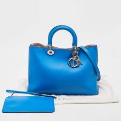 Pre Owned Dior Blue Leather Large Diorissimo Shopper Tote