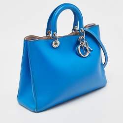 Pre Owned Dior Blue Leather Large Diorissimo Shopper Tote