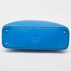 Pre Owned Dior Blue Leather Large Diorissimo Shopper Tote