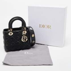 Pre Owned Dior Black Cannage Leather Small Lady Dior Bag