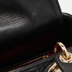 Pre Owned Dior Black Cannage Leather Small Lady Dior Bag