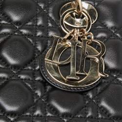 Pre Owned Dior Black Cannage Leather Small Lady Dior Bag