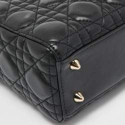 Pre Owned Dior Black Cannage Leather Small Lady Dior Bag