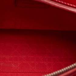 Pre Owned Dior Red Cannage Patent Leather Large Lady Dior Tote