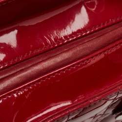 Pre Owned Dior Red Cannage Patent Leather Large Lady Dior Tote