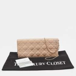 Pre Owned Dior Beige Cannage Leather Lady Dior Chain Clutch