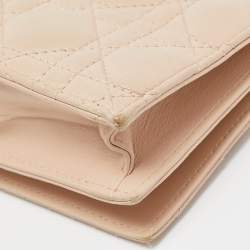 Pre Owned Dior Beige Cannage Leather Lady Dior Chain Clutch