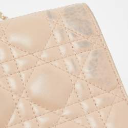 Pre Owned Dior Beige Cannage Leather Lady Dior Chain Clutch