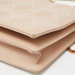 Pre Owned Dior Beige Cannage Leather Lady Dior Chain Clutch