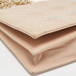 Pre Owned Dior Beige Cannage Leather Lady Dior Chain Clutch