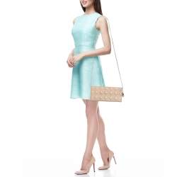 Pre Owned Dior Beige Cannage Leather Lady Dior Chain Clutch