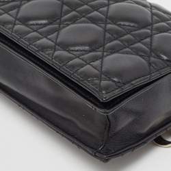 Dior Black Cannage Leather Lady Dior Chain Clutch