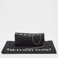 Dior Black Cannage Leather Lady Dior Chain Clutch