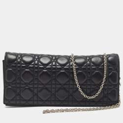 Dior Black Cannage Leather Lady Dior Chain Clutch