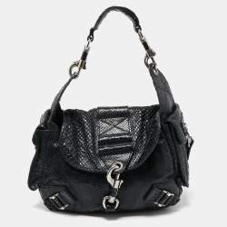 Pre Owned Dior Black Python Limited Edition 096 Rebelle Hobo