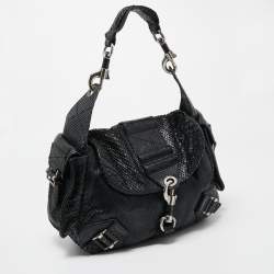 Pre Owned Dior Black Python Limited Edition 096 Rebelle Hobo