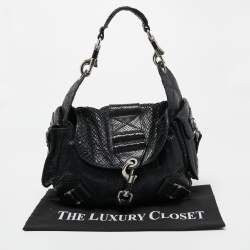 Pre Owned Dior Black Python Limited Edition 096 Rebelle Hobo