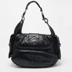 Pre Owned Dior Black Python Limited Edition 096 Rebelle Hobo