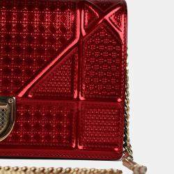 Pre Owned Dior Red Micro Cannage WOC Diorama Bag