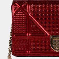 Pre Owned Dior Red Micro Cannage WOC Diorama Bag