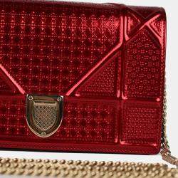 Pre Owned Dior Red Micro Cannage WOC Diorama Bag