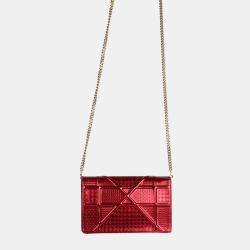 Pre Owned Dior Red Micro Cannage WOC Diorama Bag