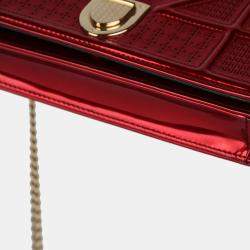 Pre Owned Dior Red Micro Cannage WOC Diorama Bag