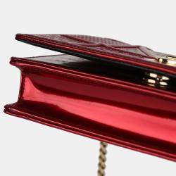 Pre Owned Dior Red Micro Cannage WOC Diorama Bag