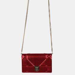 Pre Owned Dior Red Micro Cannage WOC Diorama Bag