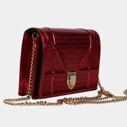 Pre Owned Dior Red Micro Cannage WOC Diorama Bag