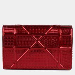 Pre Owned Dior Red Micro Cannage WOC Diorama Bag