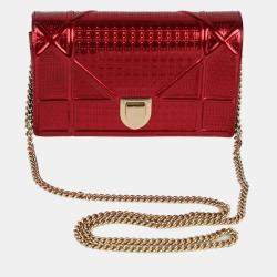 Pre Owned Dior Red Micro Cannage WOC Diorama Bag
