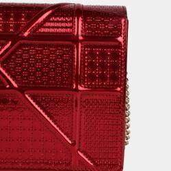Pre Owned Dior Red Micro Cannage WOC Diorama Bag