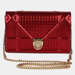 Pre Owned Dior Red Micro Cannage WOC Diorama Bag