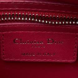 Pre Owned Dior Beige/Pink Raffia,Tweed and Leather Medium Lady Dior Tote