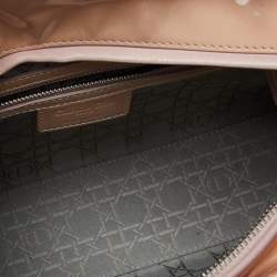 Pre Owned Dior Beige Cannage Patent Leather Large Lady Dior Tote
