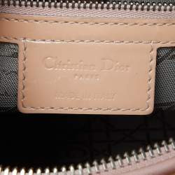 Pre Owned Dior Beige Cannage Patent Leather Large Lady Dior Tote