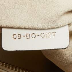Pre Owned Dior White/Gold Leather Medium Studded Supple Lady Dior Tote