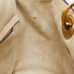 Pre Owned Dior White/Gold Leather Medium Studded Supple Lady Dior Tote