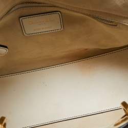 Pre Owned Dior White/Gold Leather Medium Studded Supple Lady Dior Tote