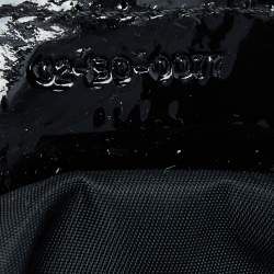 Pre Owned Dior Black Oblique Nylon and Croc Patent Leather Ethnic Braided Bag