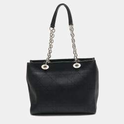 Pre Owned Dior Black Cannage Leather Medium Ultradior Tote